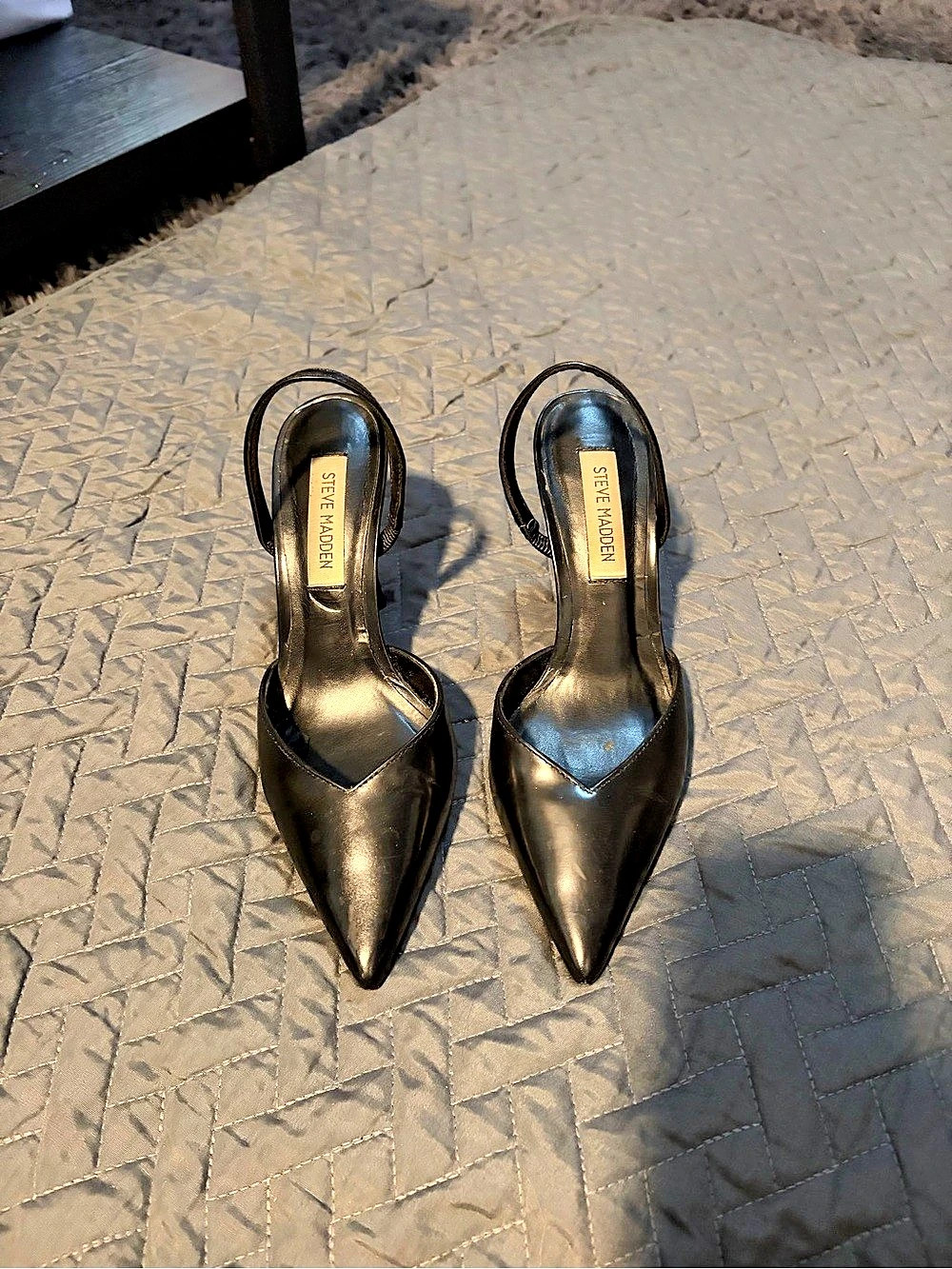 Steve Madden Andromeda Black Pointed-Toe Slingback Heels